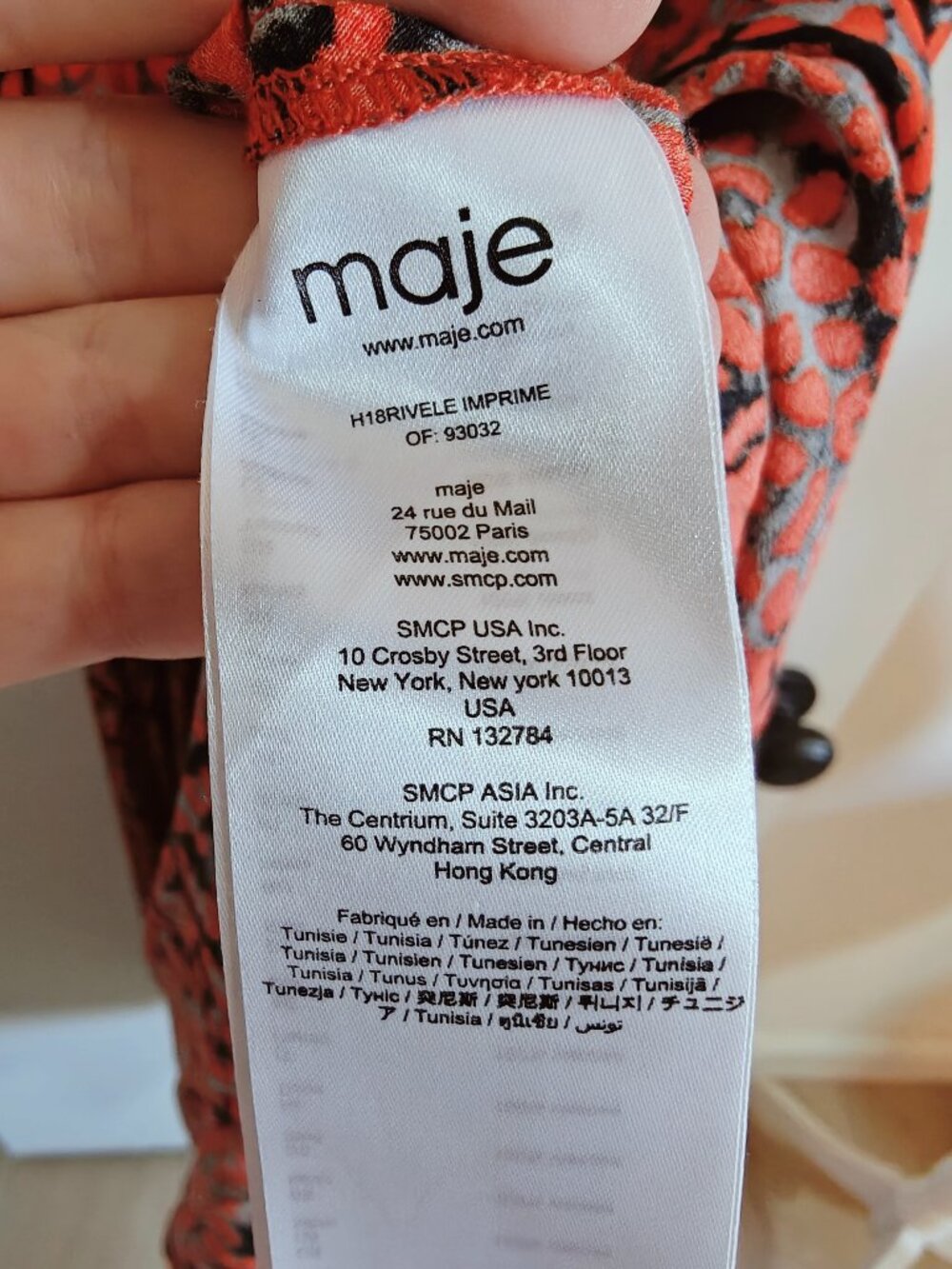 NWT Maje Red Print Ruffle Cold Shoulder High Low Midi Dress Sz. L - Picture 6 of 7